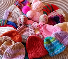 Knitted hats from Community Award winner Knit for Peace